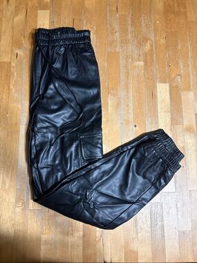 Zara faux leather cargo pants